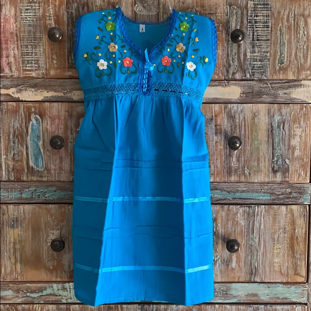 Girls Mexican Dress Hand Embroidered.